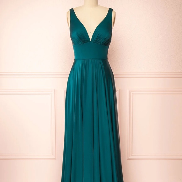 Cinderella divine Emerald Satin Maxi Dress - Picture 1 of 3